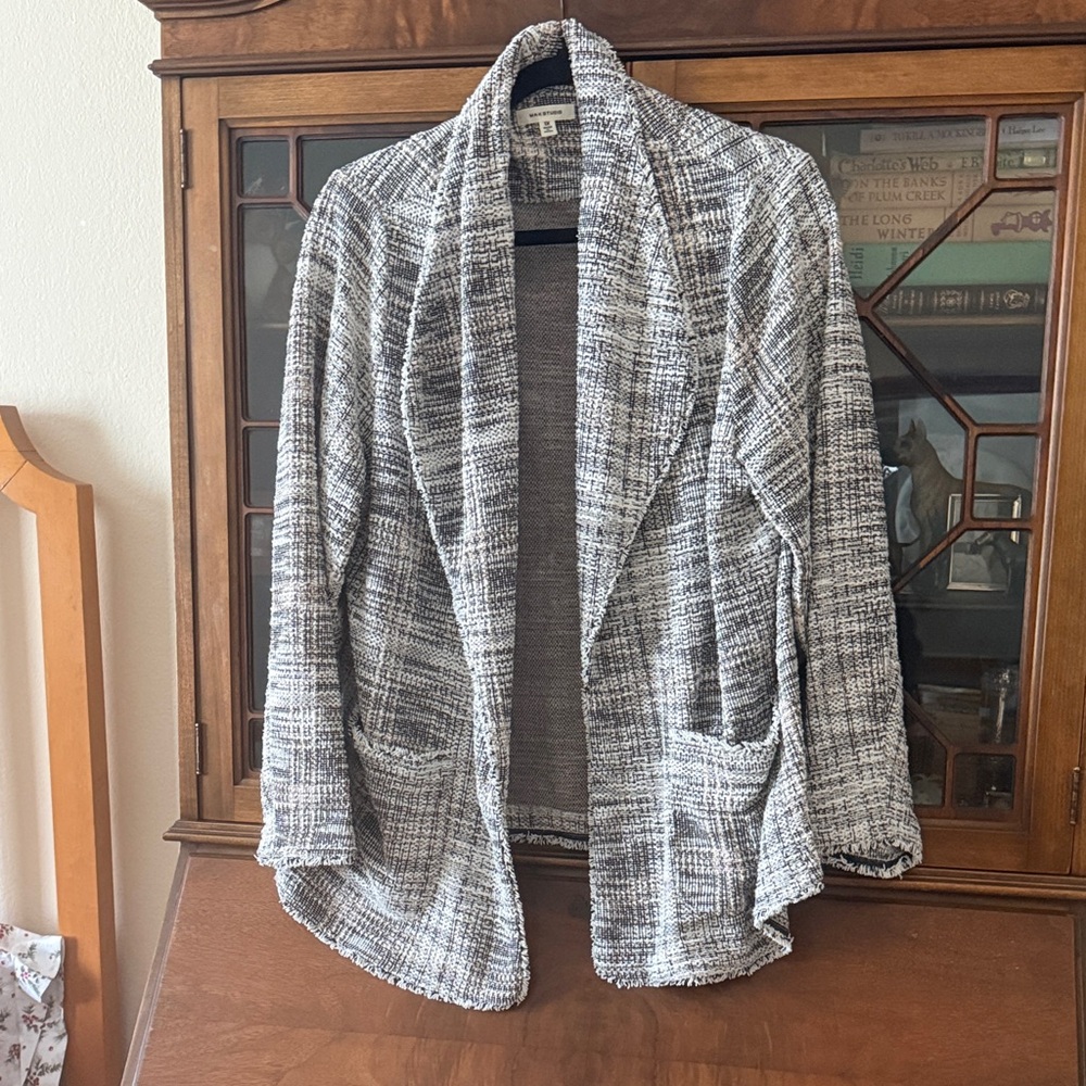 Max Studio Black and White Textured Cardigan never worn